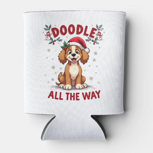 Doodle All The Way Funny Goldendoodle Santa Hat Ch Blikjeskoeler (Voorkant)