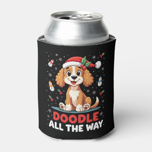 Doodle All The Way Funny Goldendoodle Santa Hat Ch Blikjeskoeler (Blikje Voorkant)