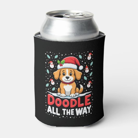 Doodle All The Way Funny Goldendoodle Santa Hat Ch Blikjeskoeler (Blikje Voorkant)