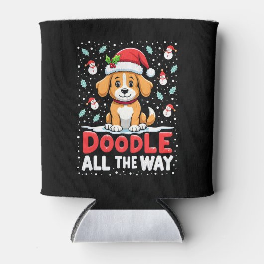 Doodle All The Way Funny Goldendoodle Santa Hat Ch Blikjeskoeler (Voorkant)