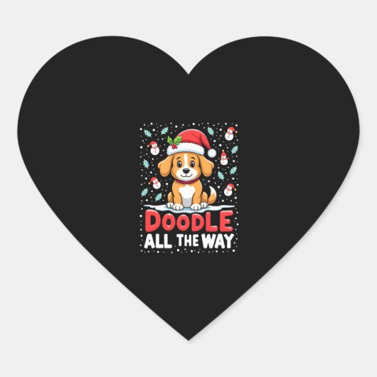 Doodle All The Way Funny Goldendoodle Santa Hat Ch Hart Sticker (Voorkant)