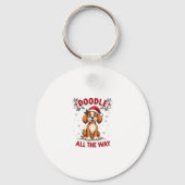 Doodle All The Way Funny Goldendoodle Santa Hat Ch Sleutelhanger (Voorkant)