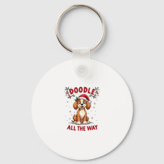 Doodle All The Way Funny Goldendoodle Santa Hat Ch Sleutelhanger