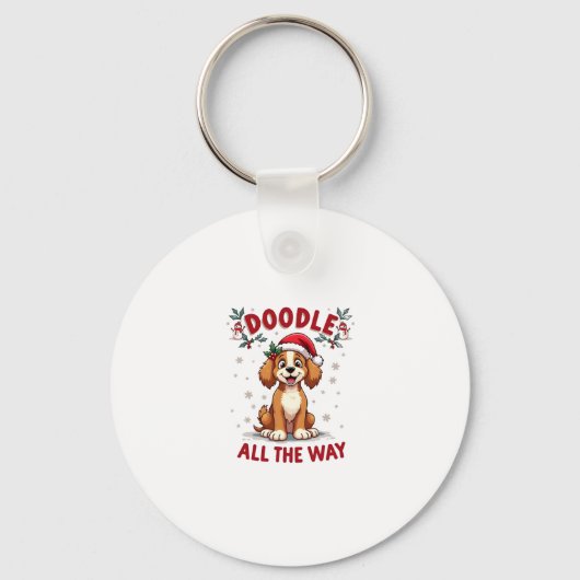 Doodle All The Way Funny Goldendoodle Santa Hat Ch Sleutelhanger (Voorkant)