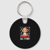 Doodle All The Way Funny Goldendoodle Santa Hat Ch Sleutelhanger (Voorkant)