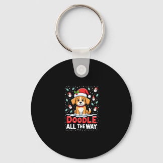 Doodle All The Way Funny Goldendoodle Santa Hat Ch Sleutelhanger