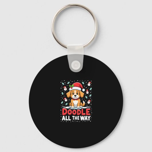 Doodle All The Way Funny Goldendoodle Santa Hat Ch Sleutelhanger (Voorkant)