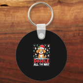 Doodle All The Way Funny Goldendoodle Santa Hat Ch Sleutelhanger (Voorkant)
