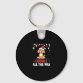Doodle All The Way Funny Goldendoodle Santa Hat Ch Sleutelhanger (Voorkant)