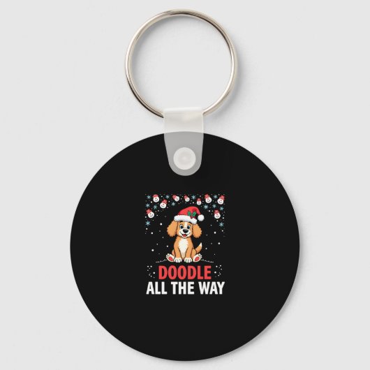 Doodle All The Way Funny Goldendoodle Santa Hat Ch Sleutelhanger (Voorkant)