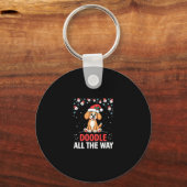 Doodle All The Way Funny Goldendoodle Santa Hat Ch Sleutelhanger (Voorkant)