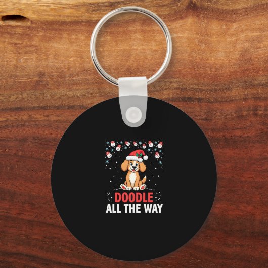 Doodle All The Way Funny Goldendoodle Santa Hat Ch Sleutelhanger (Voorkant)