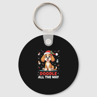 Doodle All The Way Funny Goldendoodle Santa Hat Ch Sleutelhanger