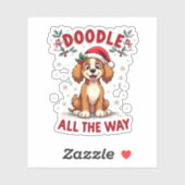 Doodle All The Way Funny Goldendoodle Santa Hat Ch Sticker (Vel)