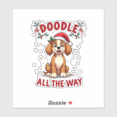 Doodle All The Way Funny Goldendoodle Santa Hat Ch Sticker (Vel)