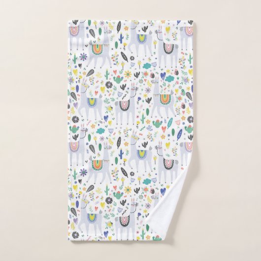 Doodle Alpaca Pattern Bad Handdoek (Handdoek)