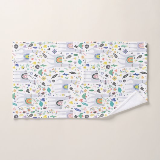 Doodle Alpaca Pattern Bad Handdoek (Handdoek)
