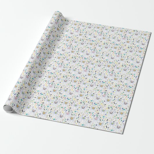 Doodle Alpaca Pattern Cadeaupapier (Uitgerold)