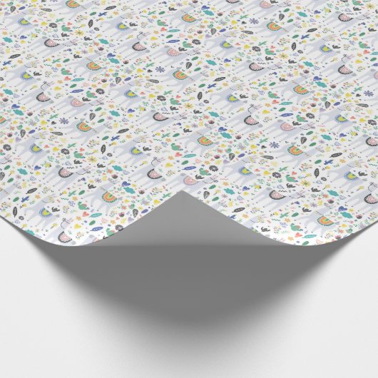 Doodle Alpaca Pattern Cadeaupapier (Hoek)