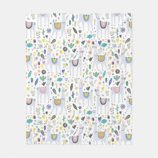 Doodle Alpaca Pattern Fleece Deken (Voorkant)