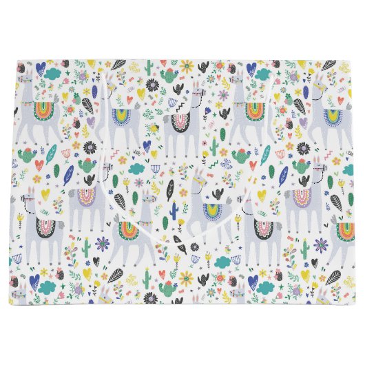 Doodle Alpaca Pattern Groot Cadeauzakje (Voorkant)
