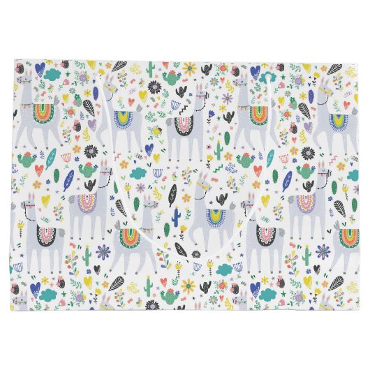 Doodle Alpaca Pattern Groot Cadeauzakje (Achterkant)