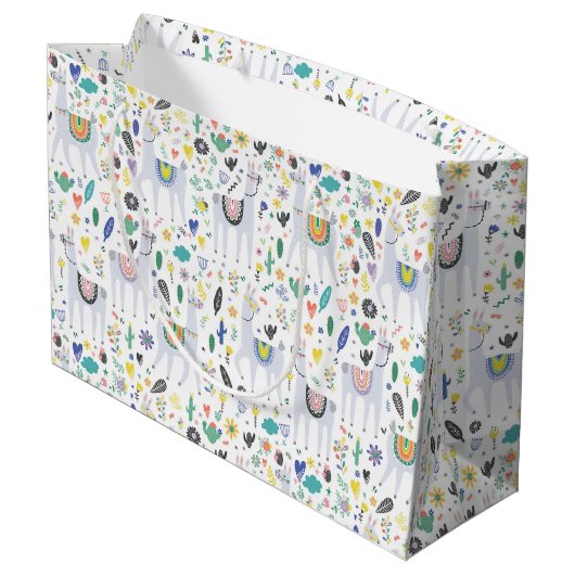 Doodle Alpaca Pattern Groot Cadeauzakje (Achterkant Gekanteld)