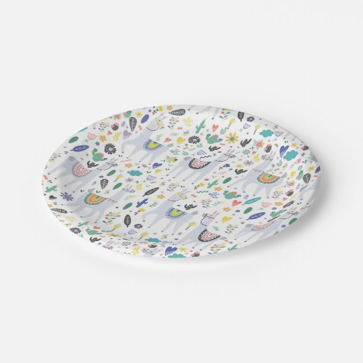 Doodle Alpaca Pattern Papieren Bordje (Gekanteld)