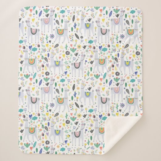 Doodle Alpaca Pattern Sherpa Deken (Voorkant)