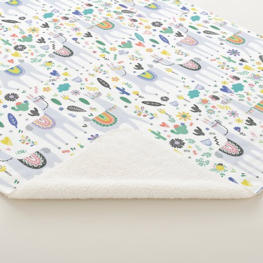 Doodle Alpaca Pattern Sherpa Deken (3/4)