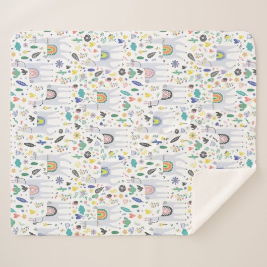 Doodle Alpaca Pattern Sherpa Deken (Voorkant (horizontaal))