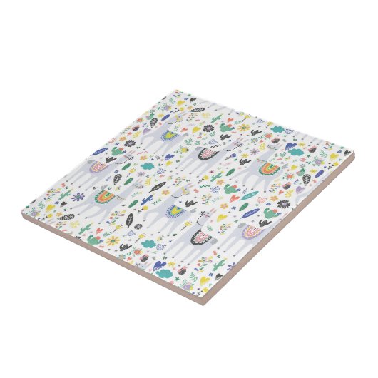 Doodle Alpaca Pattern Tegeltje (Zijkant)