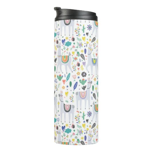 Doodle Alpaca Pattern Thermosbeker (Geroteerd rechts)