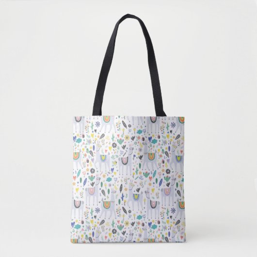 Doodle Alpaca Pattern Tote Bag (Voorkant)