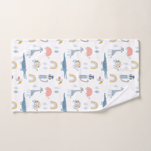 Doodle Animal Fun Patroon Bad Handdoek (Handdoek)