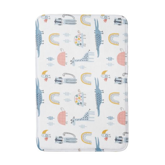 Doodle Animal Fun Patroon Badmat (Voorkant Verticaal)