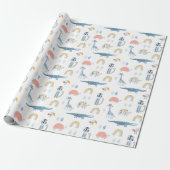 Doodle Animal Fun Patroon Cadeaupapier (Uitgerold)