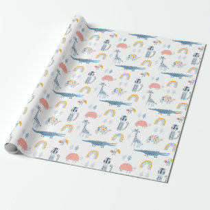 Doodle Animal Fun Patroon Cadeaupapier