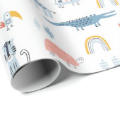 Doodle Animal Fun Patroon Cadeaupapier (Rol Hoek)