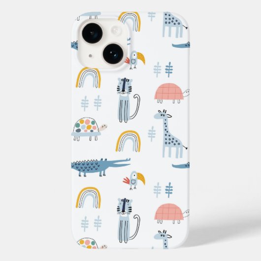 Doodle Animal Fun Patroon Case-Mate iPhone Case (Achterkant)