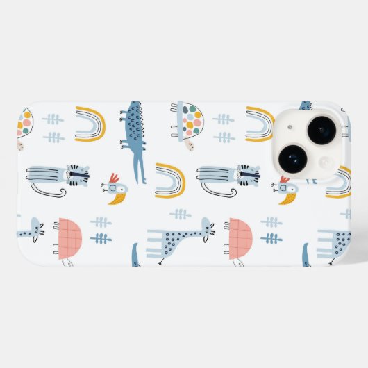 Doodle Animal Fun Patroon Case-Mate iPhone Case (Achterkant (horizontaal))