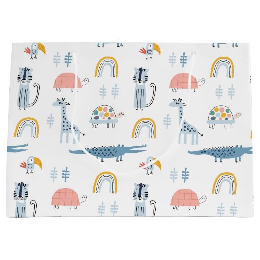 Doodle Animal Fun Patroon Groot Cadeauzakje (Voorkant)