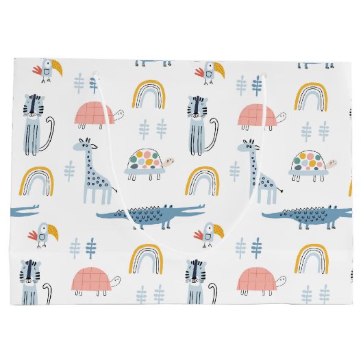 Doodle Animal Fun Patroon Groot Cadeauzakje (Achterkant)