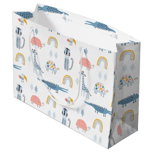 Doodle Animal Fun Patroon Groot Cadeauzakje (Achterkant Gekanteld)