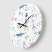 Doodle Animal Fun Patroon Grote Klok (Hoek)
