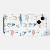 Doodle Animal Fun Patroon iPhone Hoesje (Achterkant horizontaal)
