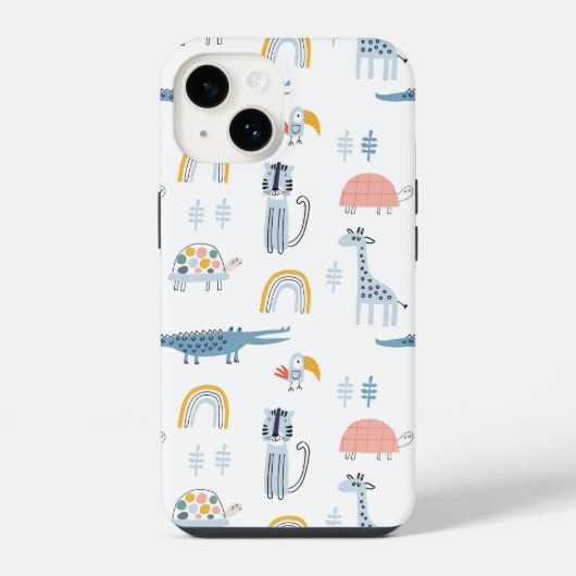 Doodle Animal Fun Patroon iPhone Hoesje (Achterkant)