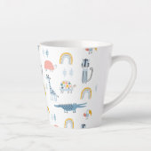 Doodle Animal Fun Patroon Latte Mok (Rechts)