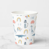Doodle Animal Fun Patroon Papieren Bekers (Links)