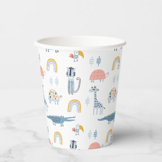 Doodle Animal Fun Patroon Papieren Bekers (Voorkant)